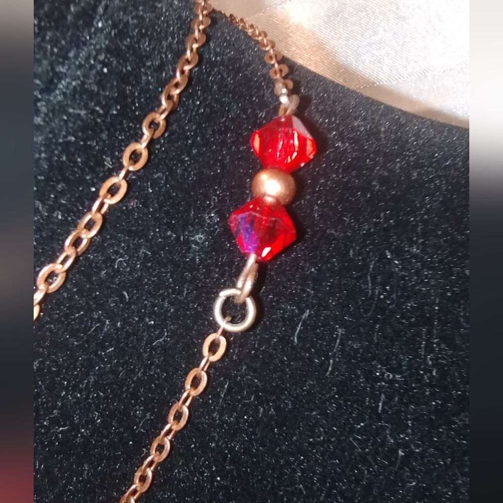 Ruby Red And Copper Heart Necklace - image 5